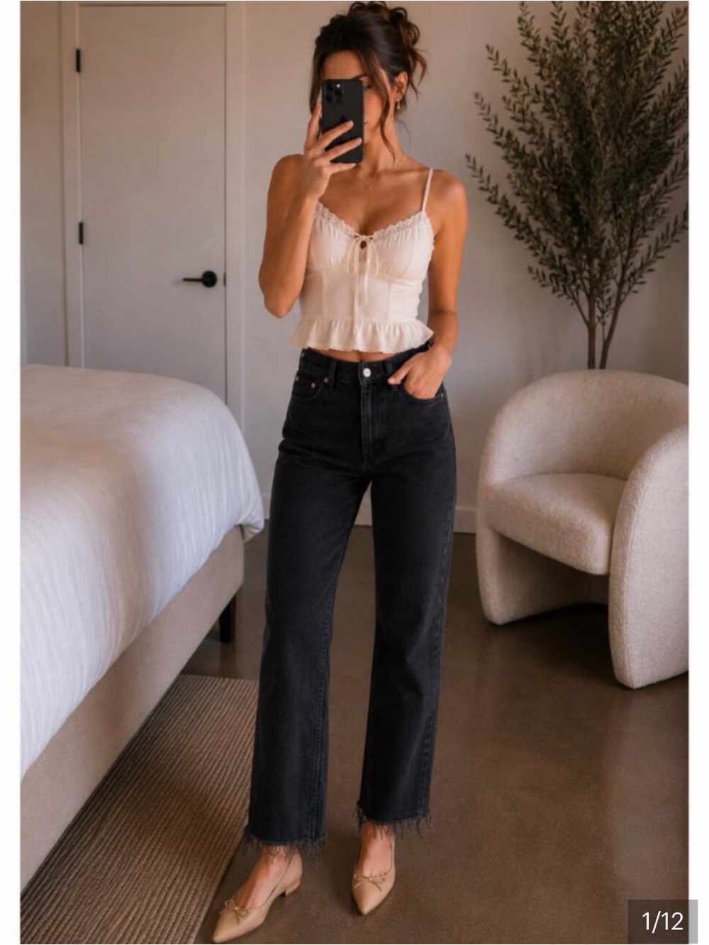 Everlane The Way High Denim Black Jeans Cropped